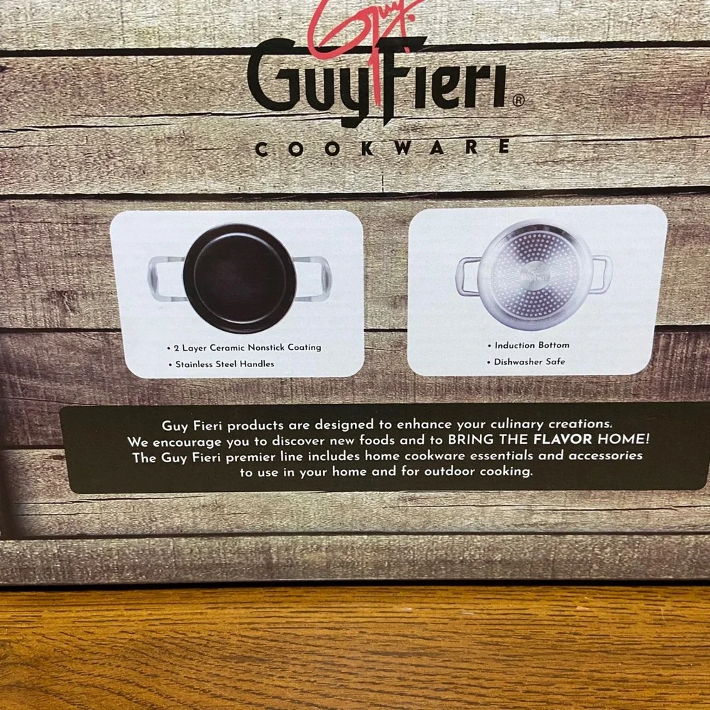 Guy Fieri Aluminum Cookware 3 QT Stockpot with Lid Induction Bottom GF-1578-BK